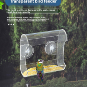 Acrylic bird feeder with transparent suction cup, outdoor small bird feeder, no-drill bird food box, bird cage